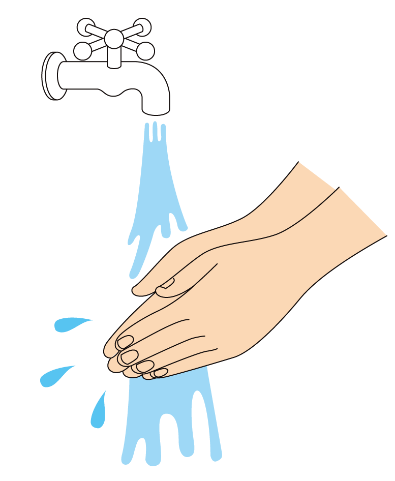 貼り方　(2)貼った後は手をよく洗う